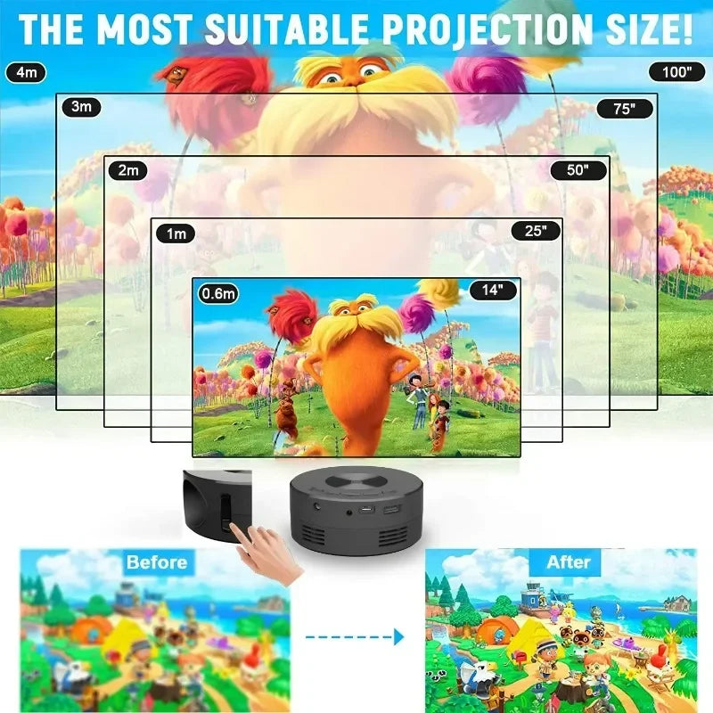 YT200 Smart Projector LED HD TV Video Projector For 4K 1500 Lumens