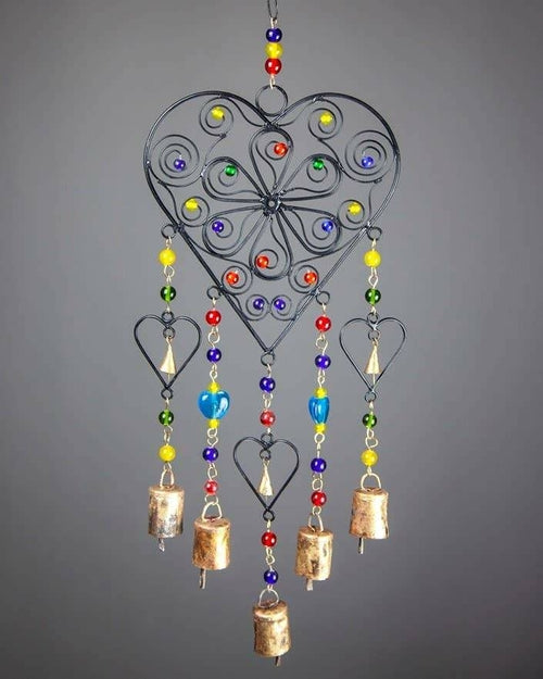 Beaded Heart colored glass chime home decor hanging gift