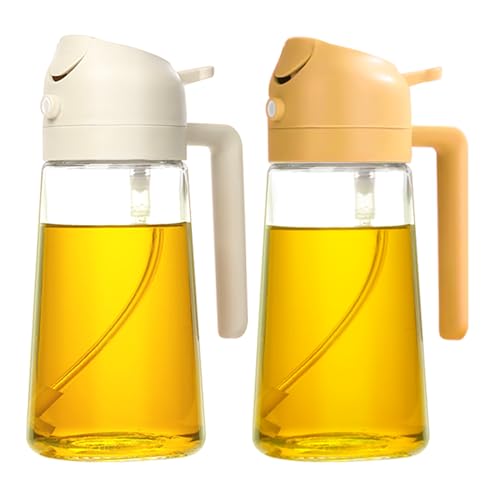 YARRAMATE Olive Oil Dispenser, 2 in 1 Oil Sprayer for Cooking, 17oz/500ml Glass Oil Spray Bottle with Pourer, Food-grade Oil Dispenser and Oil Sprayer for Kitchen, Salad, Frying, BBQ (Black)