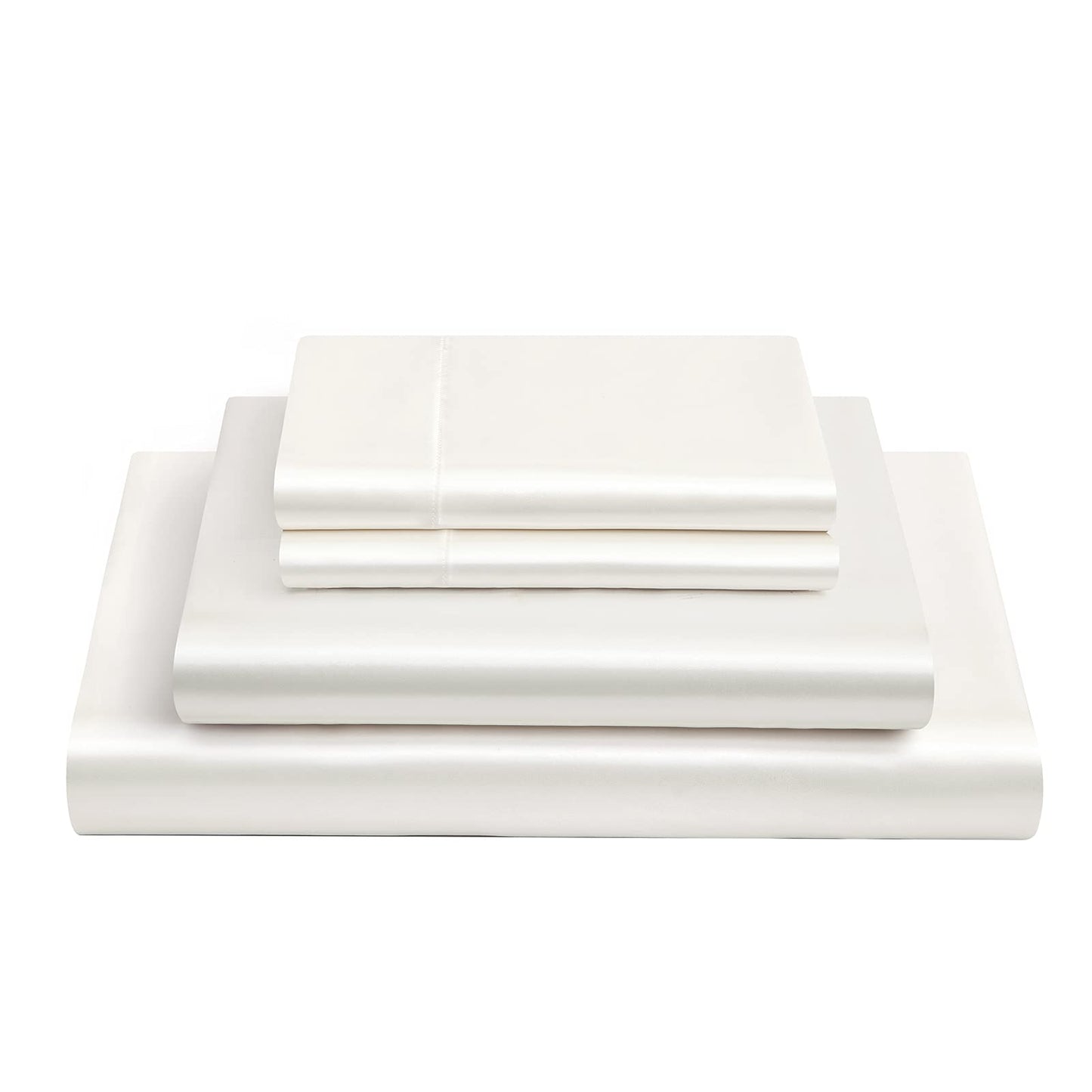 Vonty Satin Sheets Twin Silky Soft Satin Bed Sheets Forest Green Sheet Set, 1 Deep Pocket Fitted Sheet + 1 Flat Sheet + 1 Pillowcase