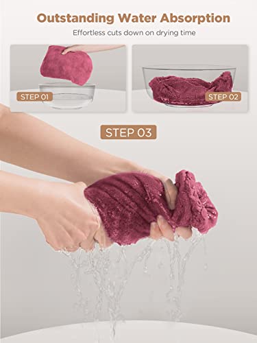 Hicober Microfiber Hair Towel, 3 Packs Hair Turbans for Wet Hair, Drying Hair Wrap Towels for Curly Hair Women Anti Frizz (Blue,Grey,Pink)