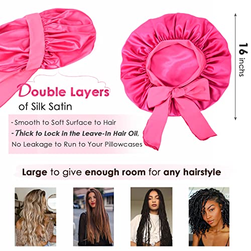 YANIBEST Satin Bonnet Silk Bonnet for Sleeping Double Layer Satin Lined Hair Bonnet with Tie Band Bonnets for Women Natural Curly Hair
