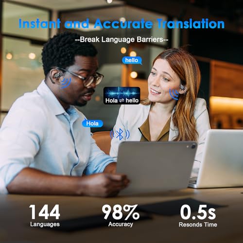 MWIRB AI Translation Earbuds Real Time, 144 Language Translator Earbuds for iPhone and Android 3-in-1 Translation Headphones Translating Device for Travel Business Learning with Charging Case(Black)