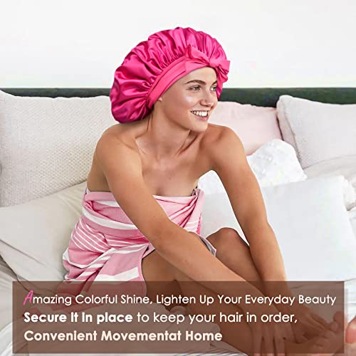 YANIBEST Satin Bonnet Silk Bonnet for Sleeping Double Layer Satin Lined Hair Bonnet with Tie Band Bonnets for Women Natural Curly Hair