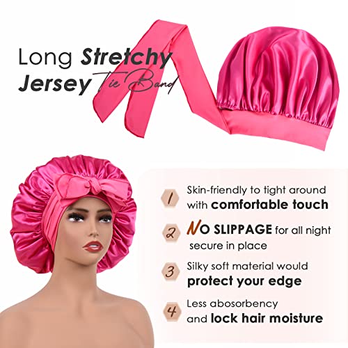 YANIBEST Satin Bonnet Silk Bonnet for Sleeping Double Layer Satin Lined Hair Bonnet with Tie Band Bonnets for Women Natural Curly Hair