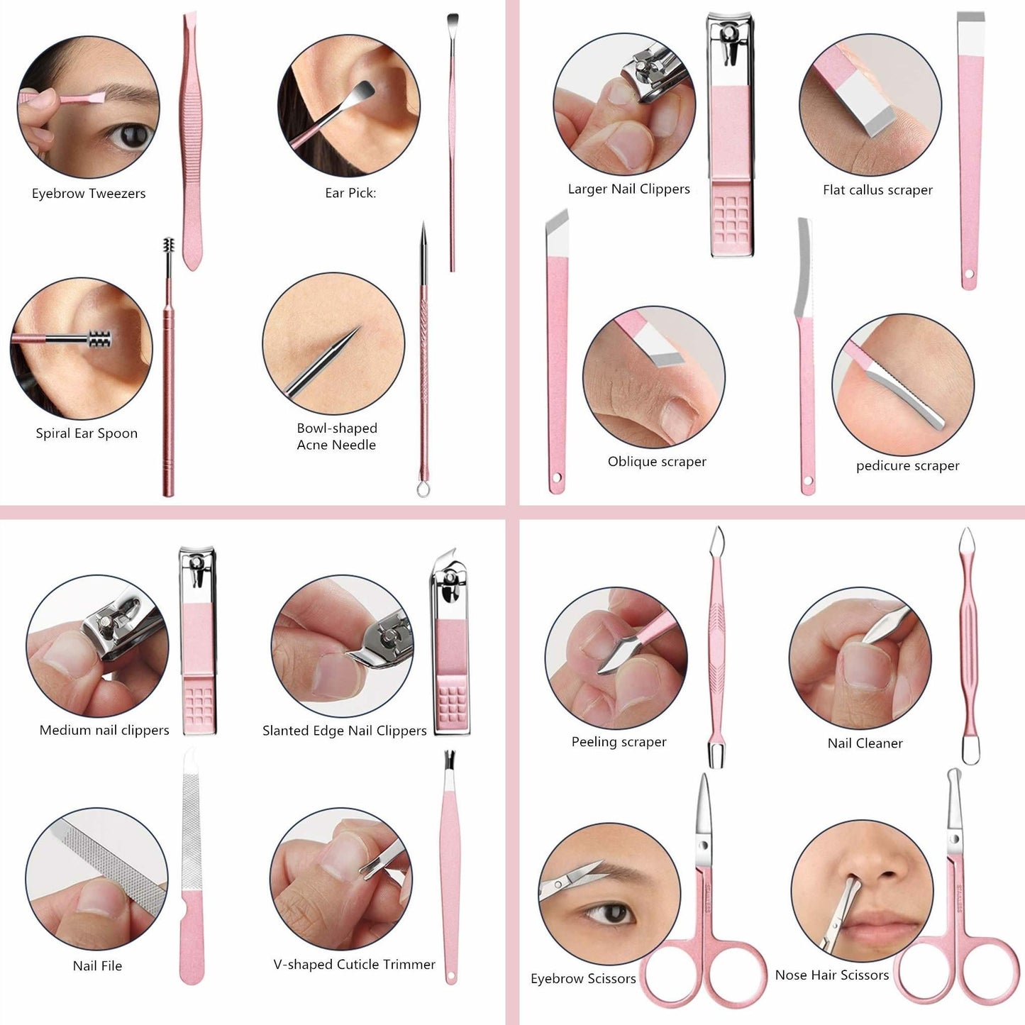 18PC Manicure Set ROSE GOLD ACCENTS