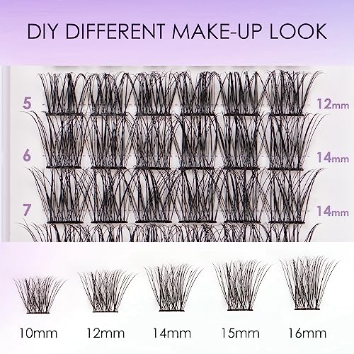Lash Extension Kit 72 Cluster Individual Lashes Natural with Lash Bond and Seal Super Hold Eyelash Tweezers Lash Glue Remover Easy to Remove Lash Clusters Kit DIY at Home 10-16mm C/D Curl - OP01