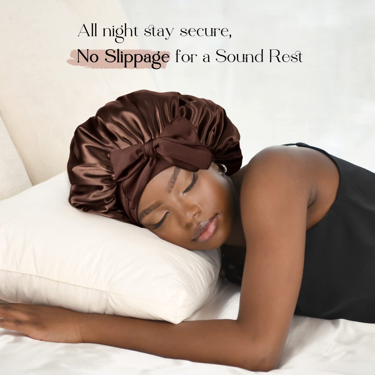 YANIBEST Satin Bonnet Silk Bonnet for Sleeping Double Layer Satin Lined Hair Bonnet with Tie Band Bonnets for Women Natural Curly Hair