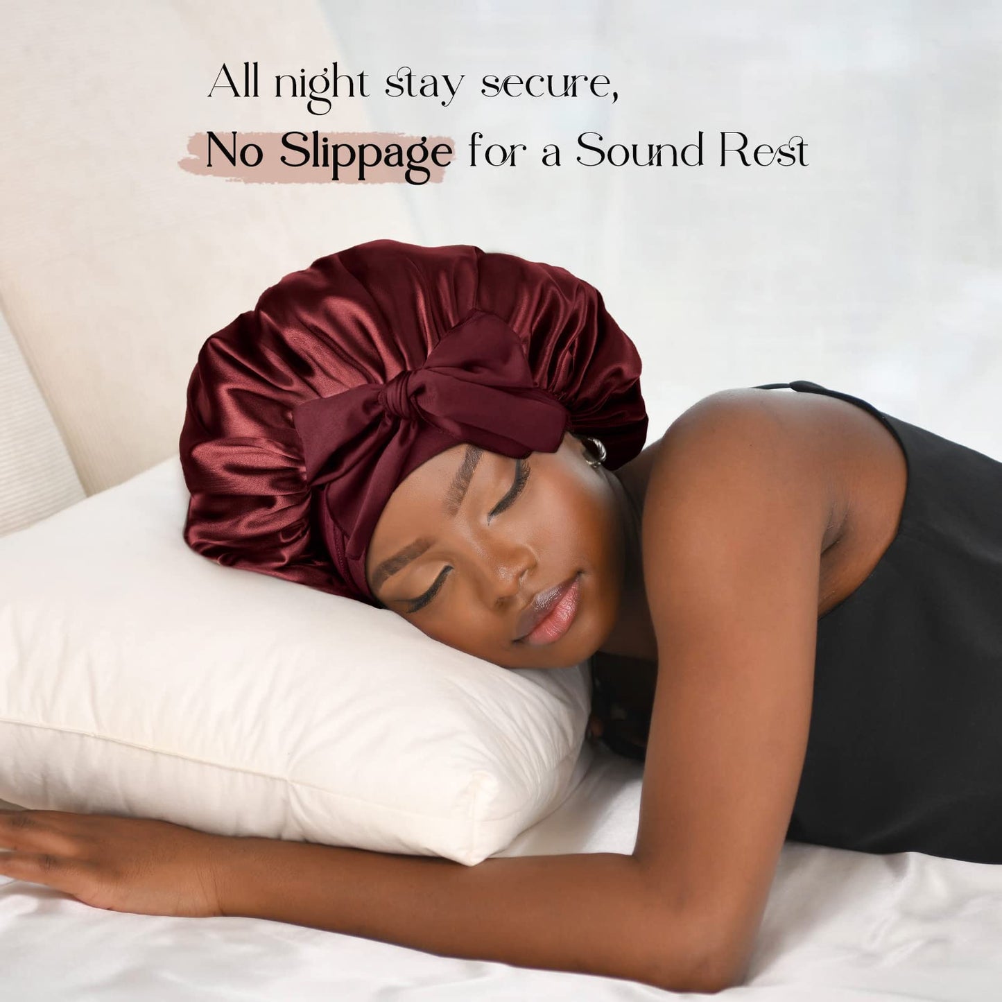 YANIBEST Satin Bonnet Silk Bonnet for Sleeping Double Layer Satin Lined Hair Bonnet with Tie Band Bonnets for Women Natural Curly Hair