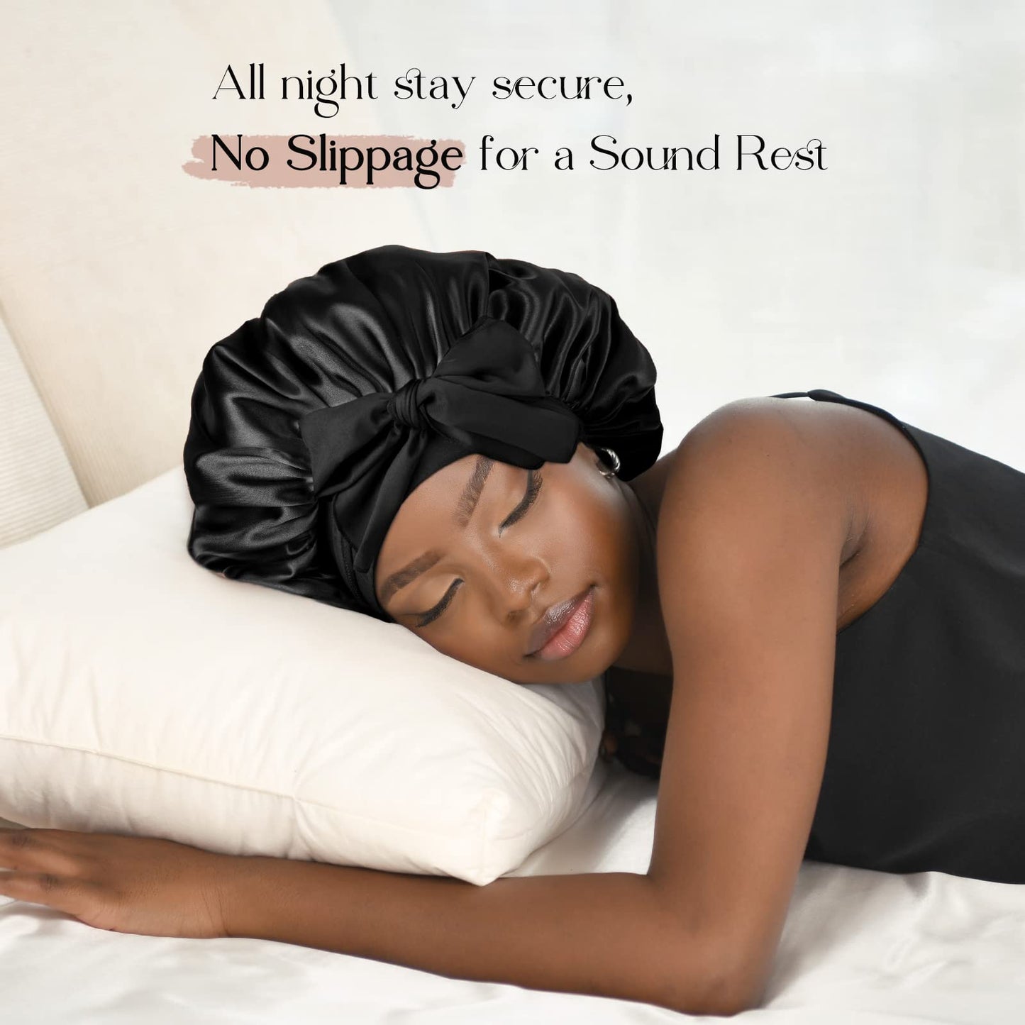 YANIBEST Satin Bonnet Silk Bonnet for Sleeping Double Layer Satin Lined Hair Bonnet with Tie Band Bonnets for Women Natural Curly Hair