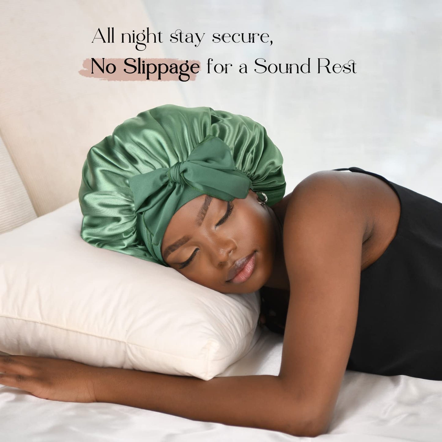 YANIBEST Satin Bonnet Silk Bonnet for Sleeping Double Layer Satin Lined Hair Bonnet with Tie Band Bonnets for Women Natural Curly Hair