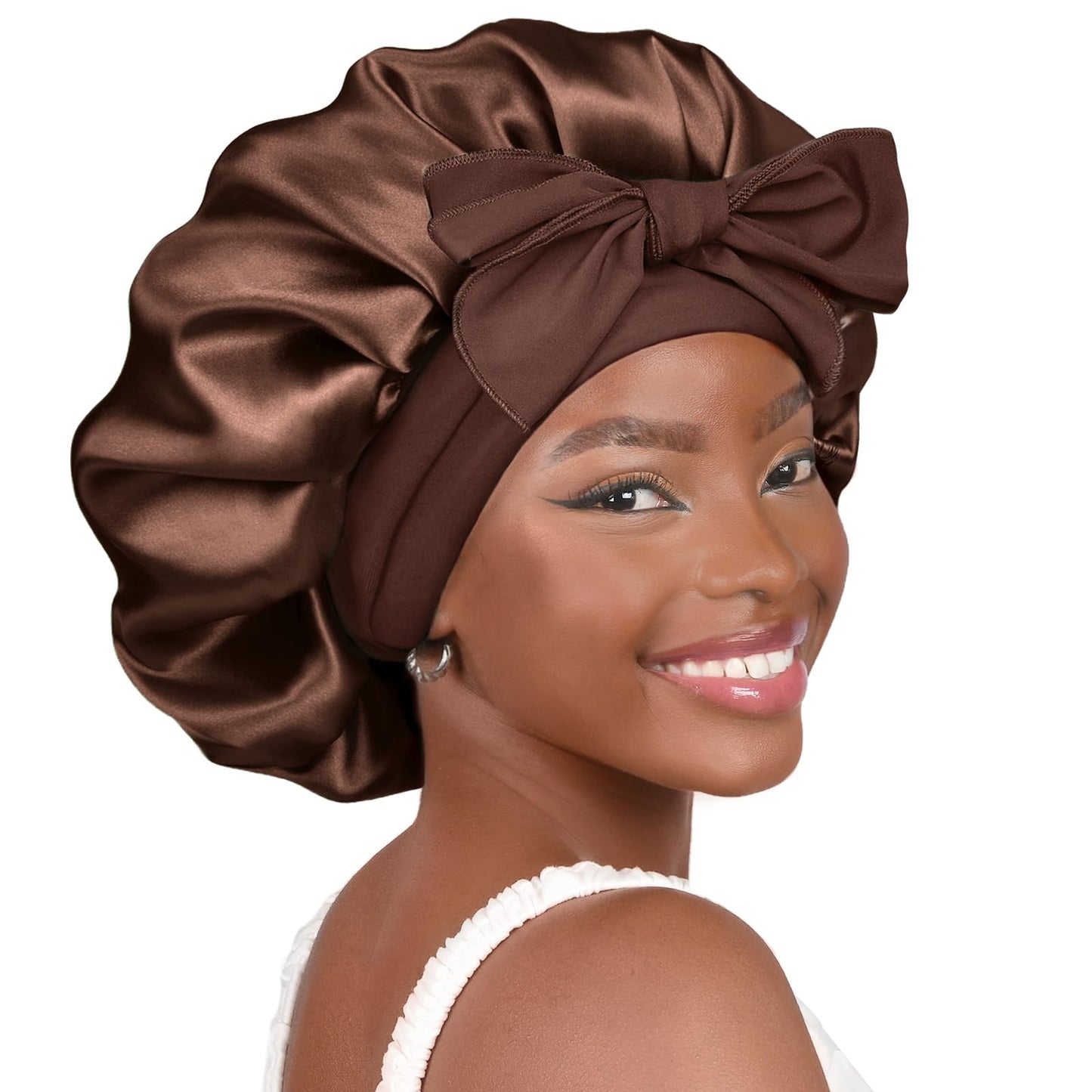 YANIBEST Satin Bonnet Silk Bonnet for Sleeping Double Layer Satin Lined Hair Bonnet with Tie Band Bonnets for Women Natural Curly Hair