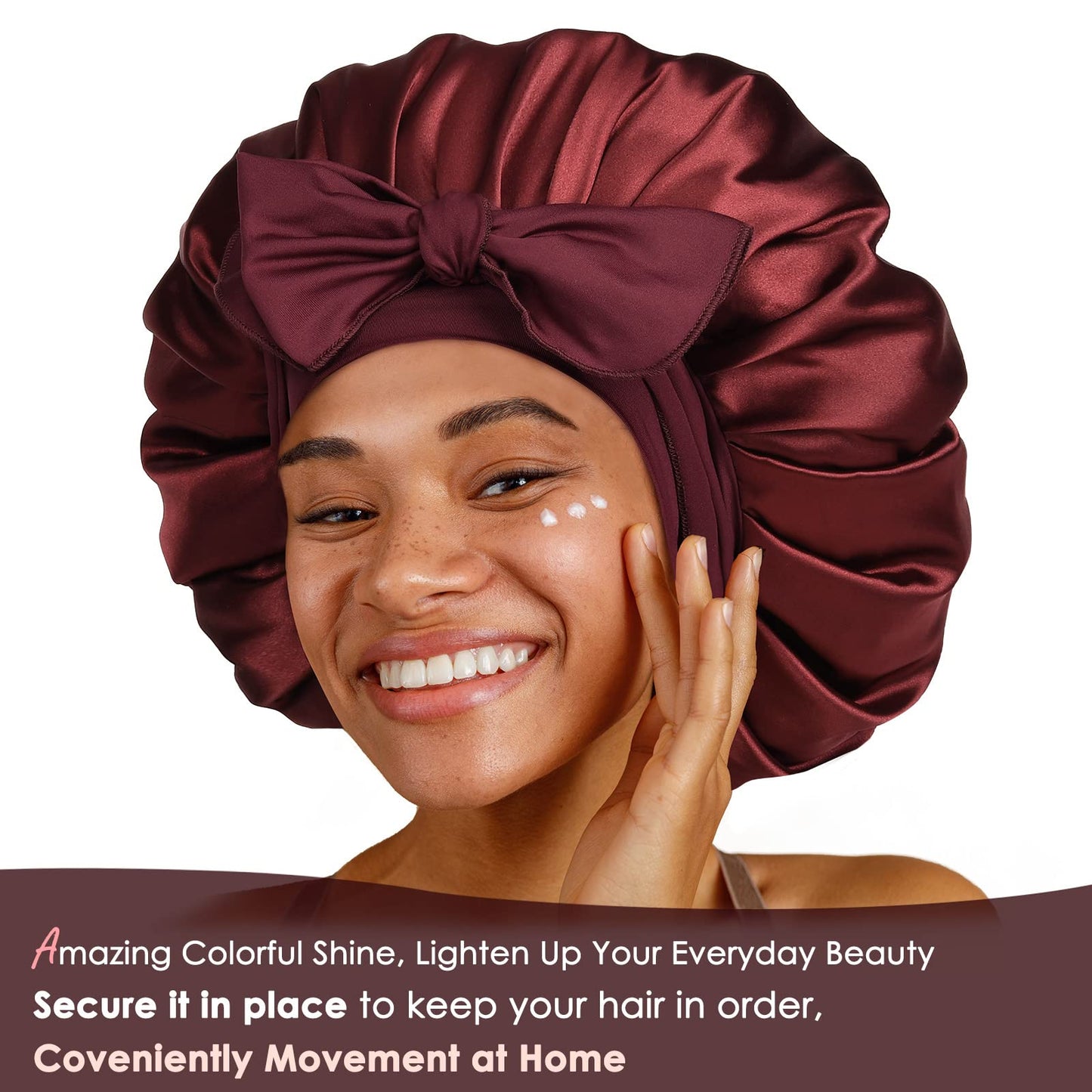 YANIBEST Satin Bonnet Silk Bonnet for Sleeping Double Layer Satin Lined Hair Bonnet with Tie Band Bonnets for Women Natural Curly Hair
