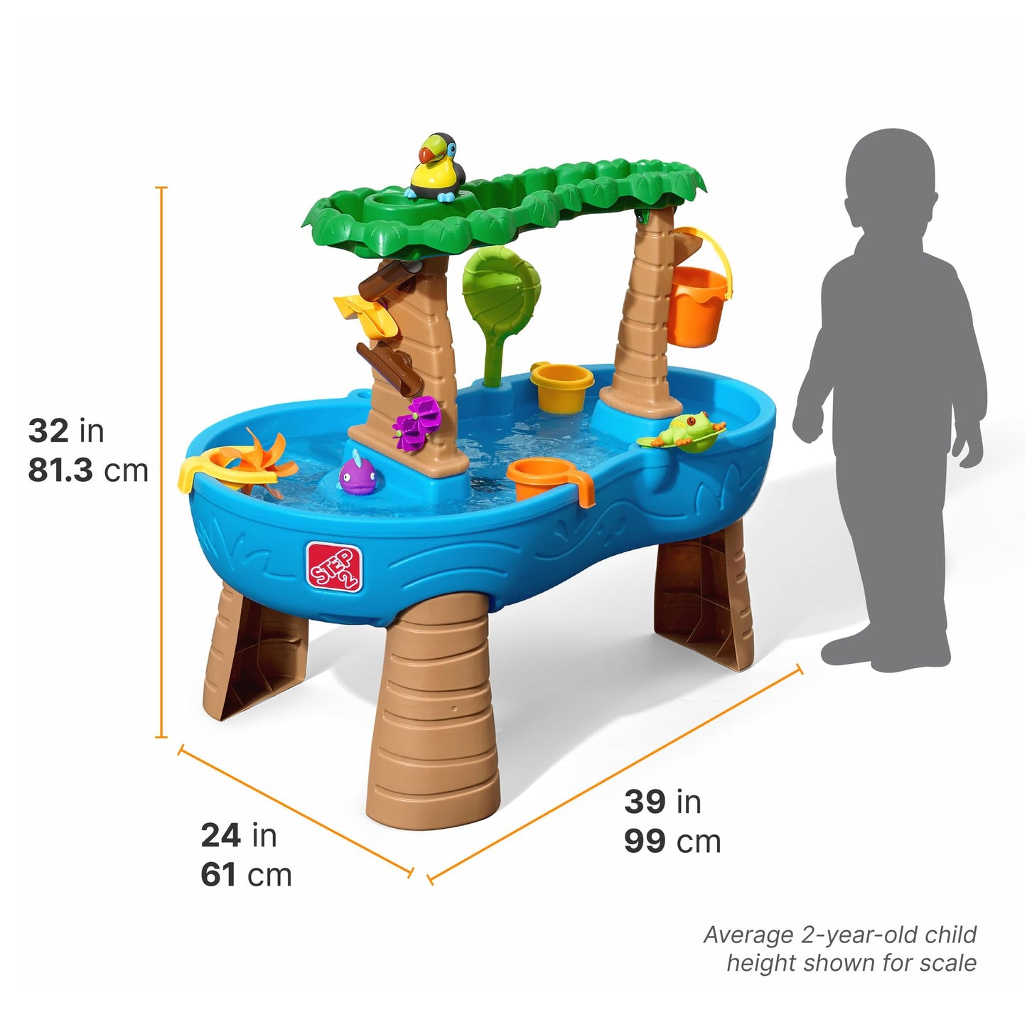 Step2 Rain Showers Splash Pond Toddler Water Table, Kids Water and Sand Activity Sensory Playset, Summer Outdoor Toys, 13 Piece Toy Accessories, For Toddles 1.5+ Years Old