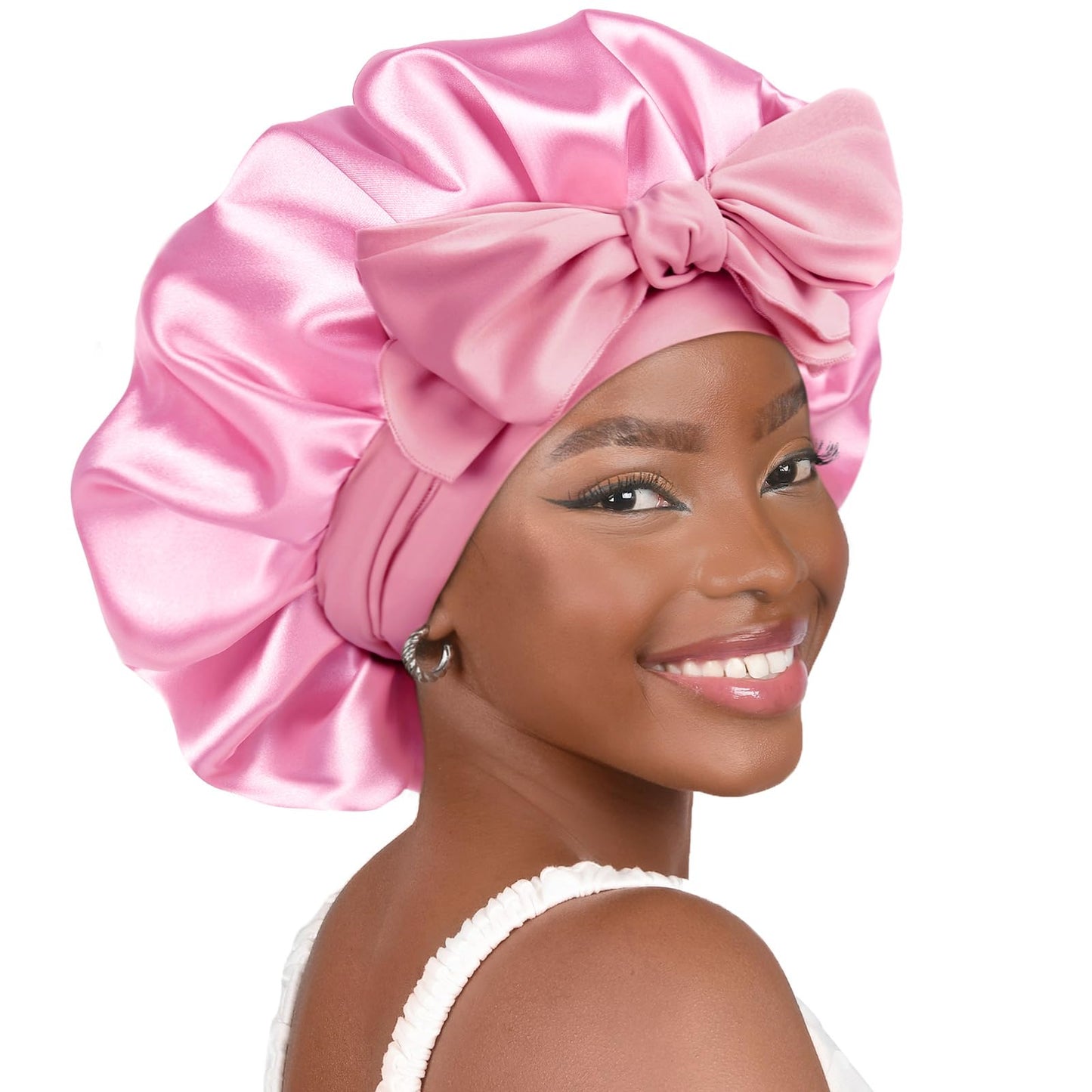 YANIBEST Satin Bonnet Silk Bonnet for Sleeping Double Layer Satin Lined Hair Bonnet with Tie Band Bonnets for Women Natural Curly Hair