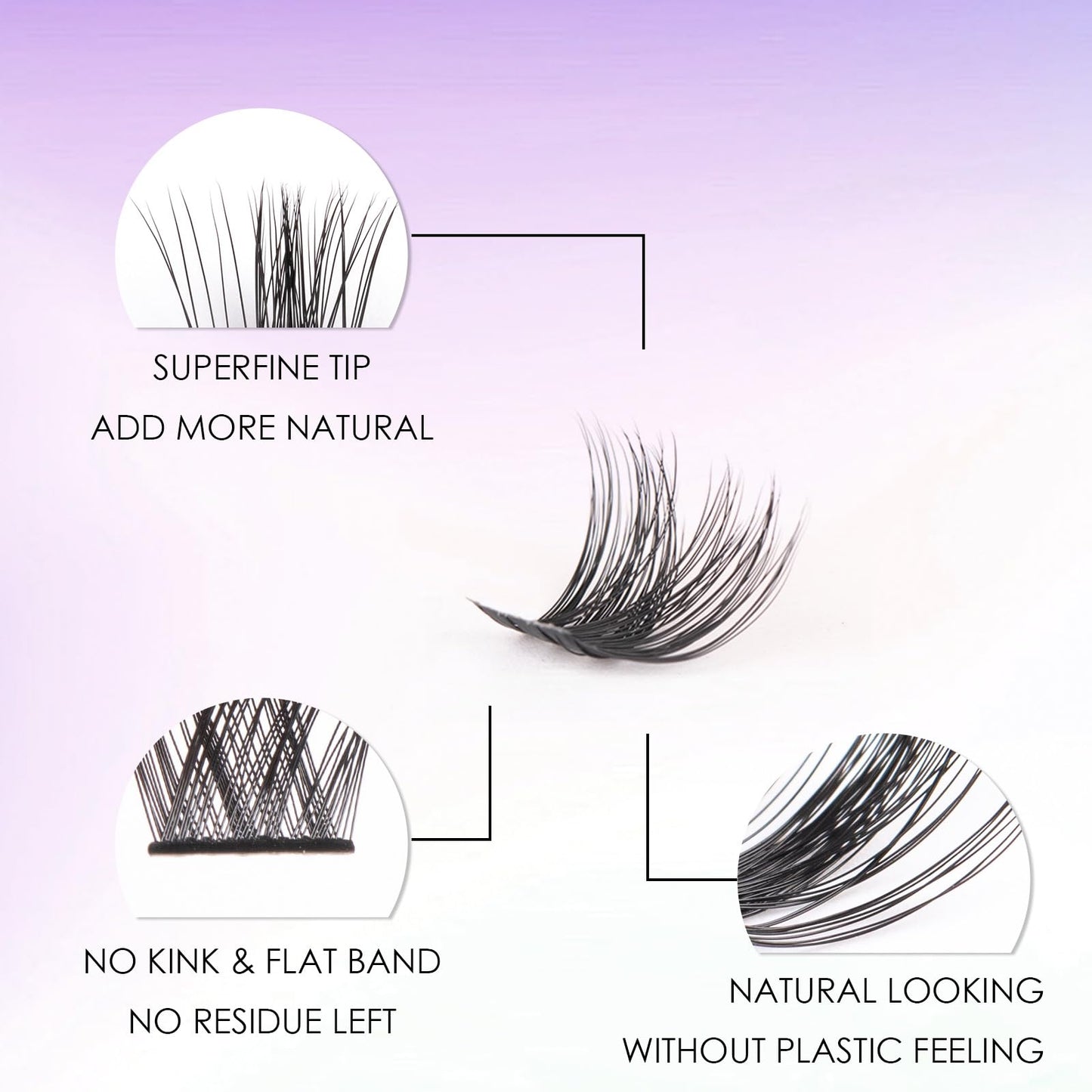 Lash Extension Kit 72 Cluster Individual Lashes Natural with Lash Bond and Seal Super Hold Eyelash Tweezers Lash Glue Remover Easy to Remove Lash Clusters Kit DIY at Home 10-16mm C/D Curl - OP01