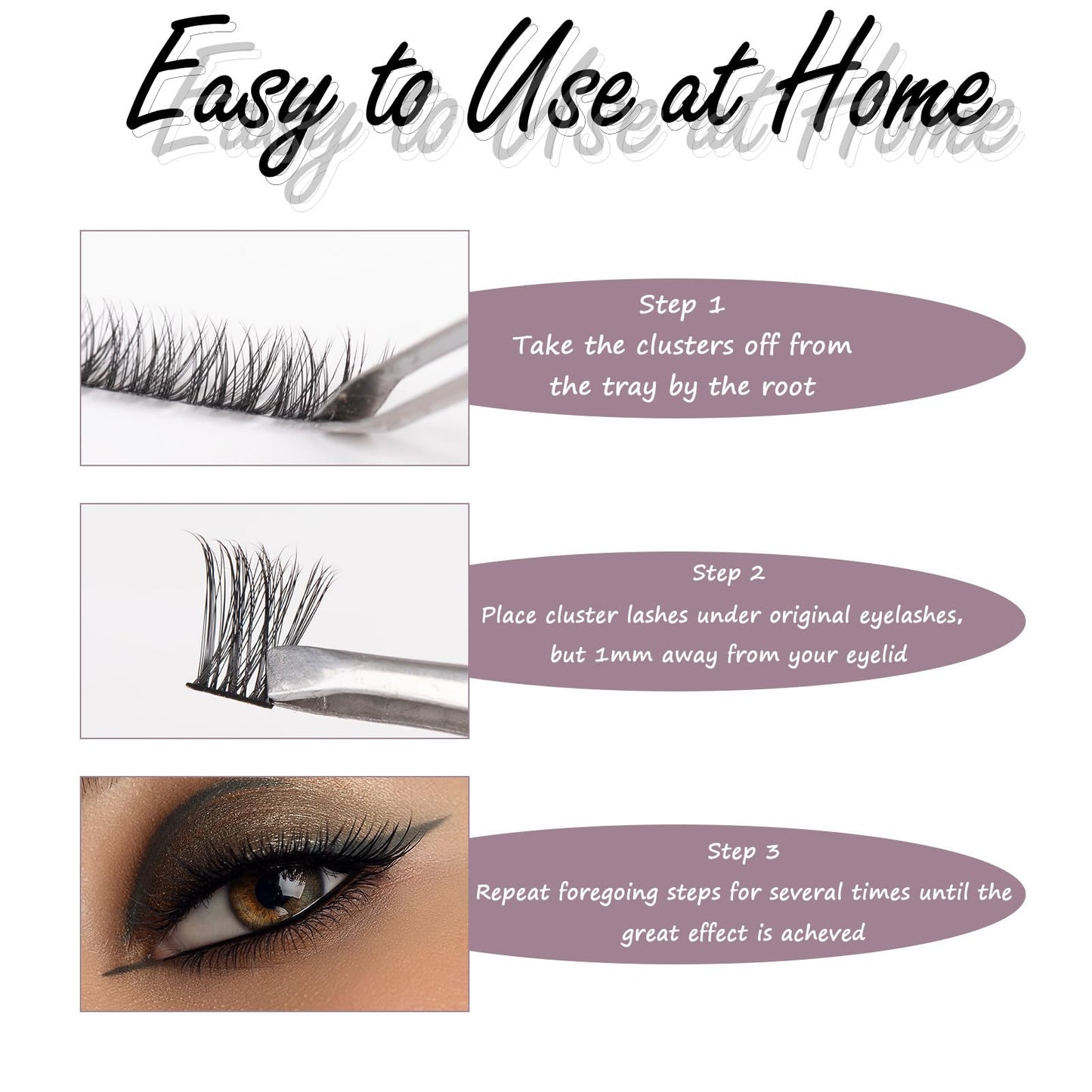 Lash Extension Kit 72 Cluster Individual Lashes Natural with Lash Bond and Seal Super Hold Eyelash Tweezers Lash Glue Remover Easy to Remove Lash Clusters Kit DIY at Home 10-16mm C/D Curl - OP01