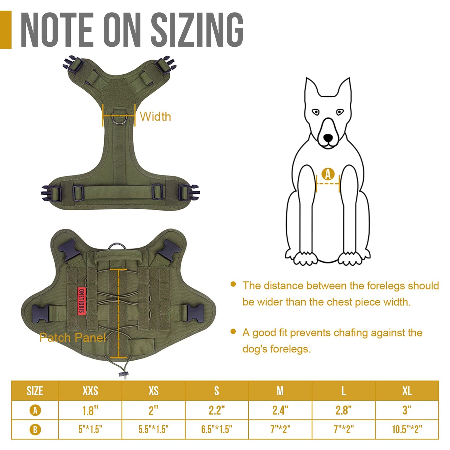 OneTigris Tactical Dog Harness - Fire Watcher Comfortable Patrol Vest (Black, Medium)
