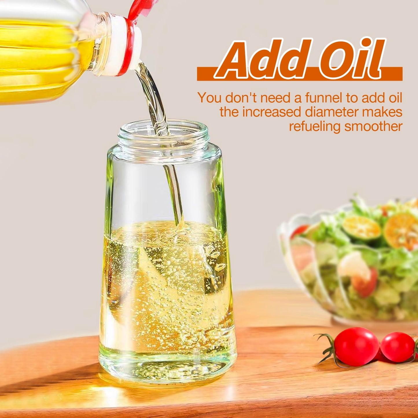 YARRAMATE Olive Oil Dispenser, 2 in 1 Oil Sprayer for Cooking, 17oz/500ml Glass Oil Spray Bottle with Pourer, Food-grade Oil Dispenser and Oil Sprayer for Kitchen, Salad, Frying, BBQ (Black)