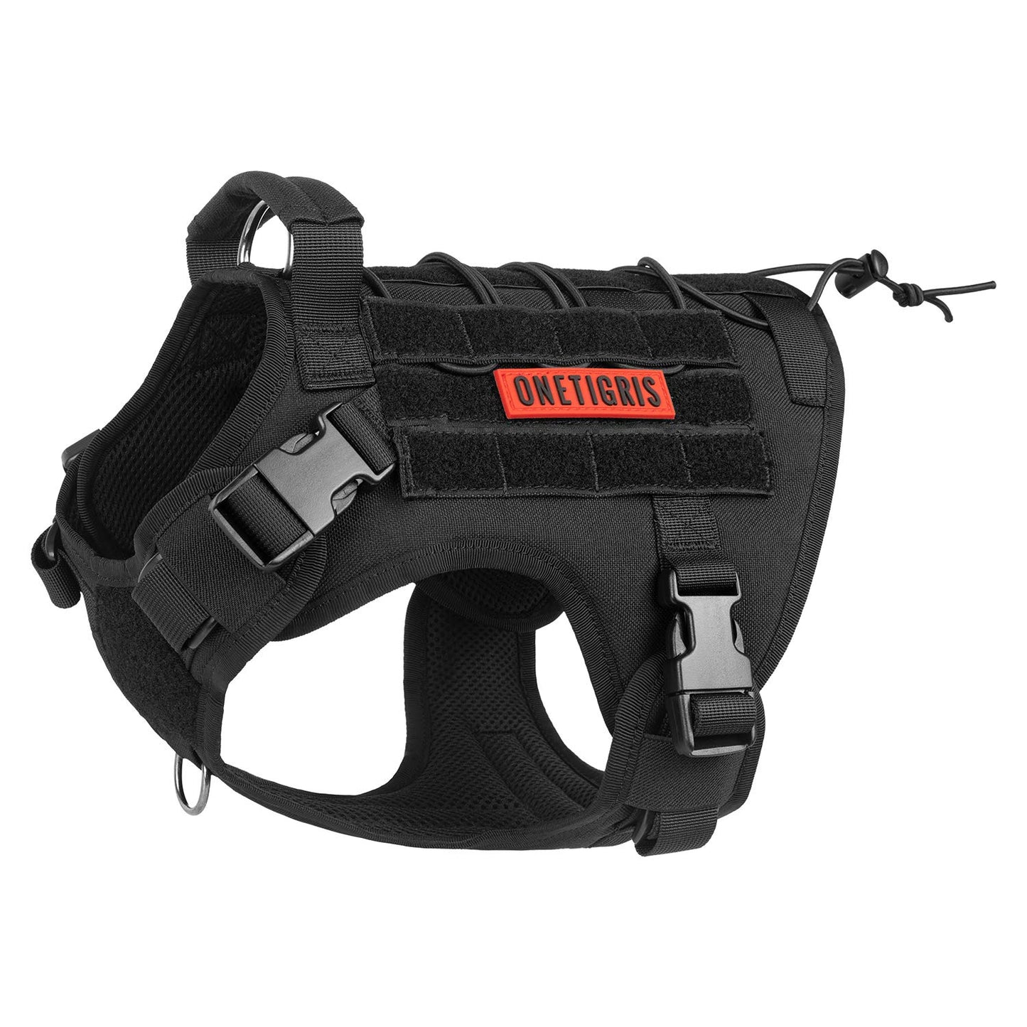 OneTigris Tactical Dog Harness - Fire Watcher Comfortable Patrol Vest (Black, Medium)