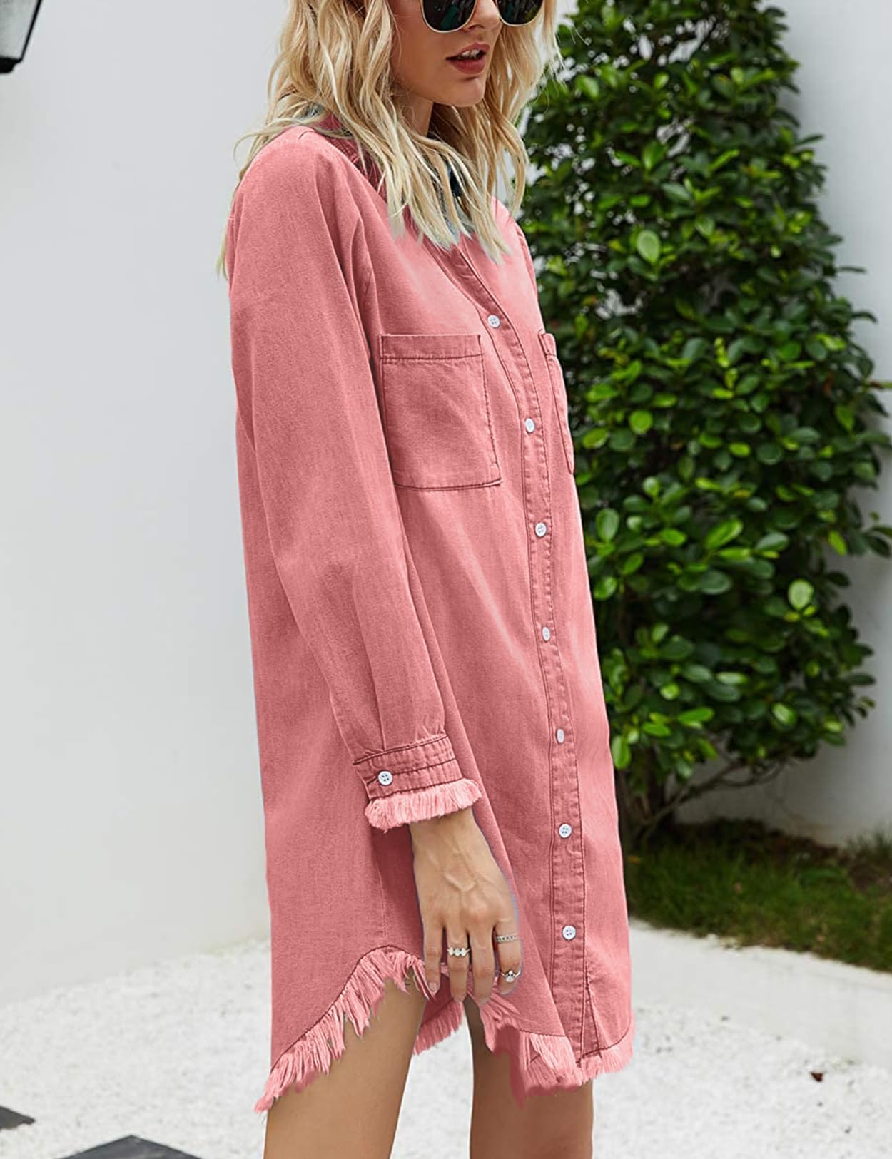 Zilcremo Women Denim Shirt Dresses Long Sleeve Shirt Dresses
