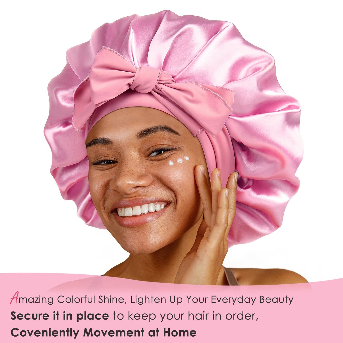 YANIBEST Satin Bonnet Silk Bonnet for Sleeping Double Layer Satin Lined Hair Bonnet with Tie Band Bonnets for Women Natural Curly Hair
