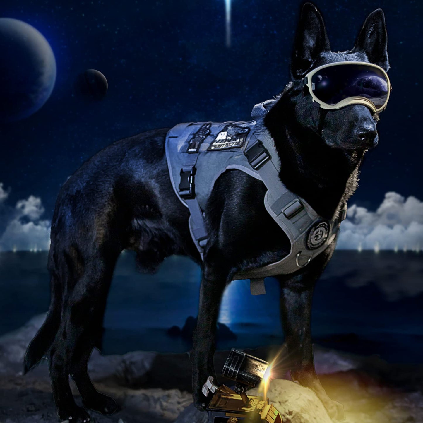 OneTigris Tactical Dog Harness - Fire Watcher Comfortable Patrol Vest (Black, Medium)