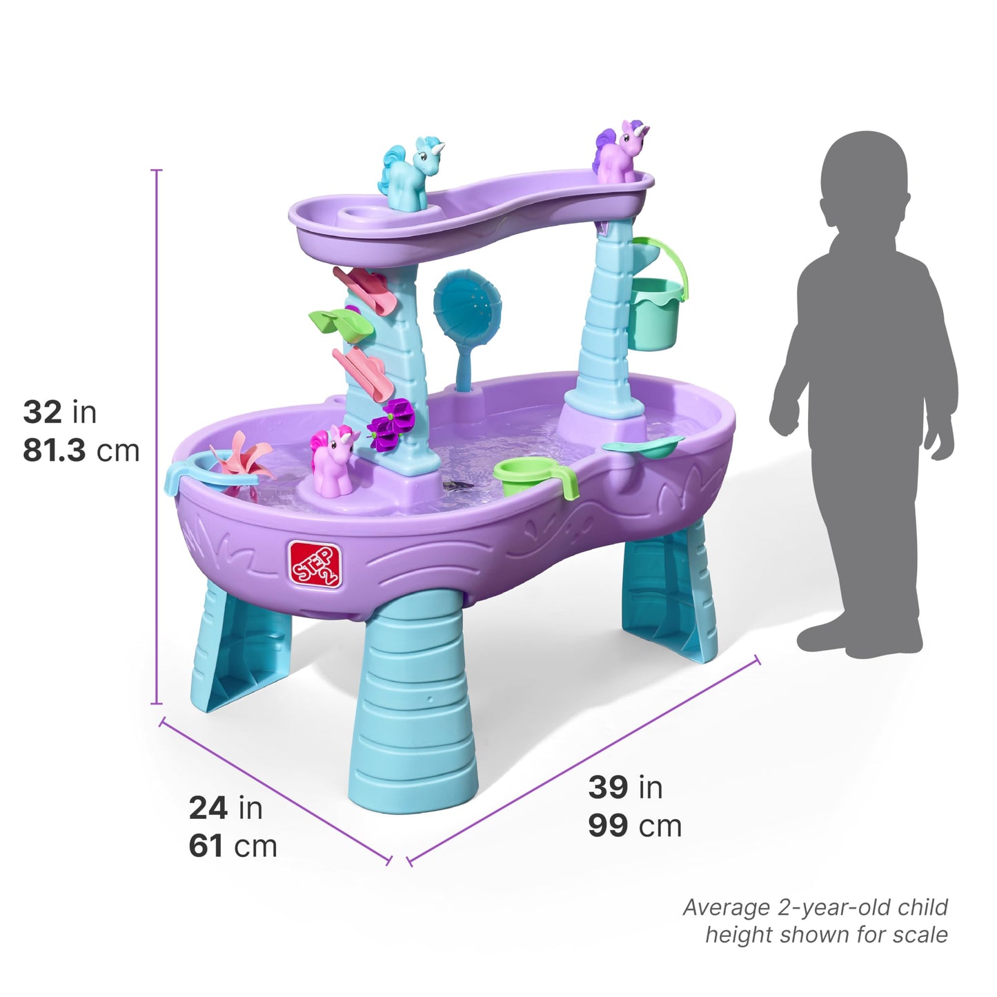 Step2 Rain Showers Splash Pond Toddler Water Table, Kids Water and Sand Activity Sensory Playset, Summer Outdoor Toys, 13 Piece Toy Accessories, For Toddles 1.5+ Years Old