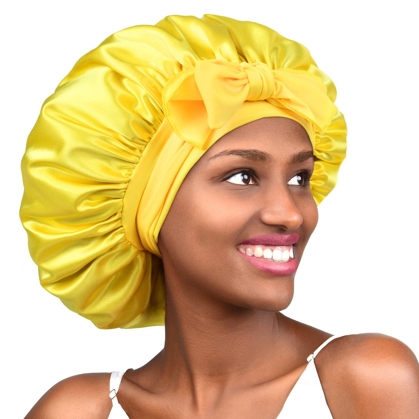 YANIBEST Satin Bonnet Silk Bonnet for Sleeping Double Layer Satin Lined Hair Bonnet with Tie Band Bonnets for Women Natural Curly Hair