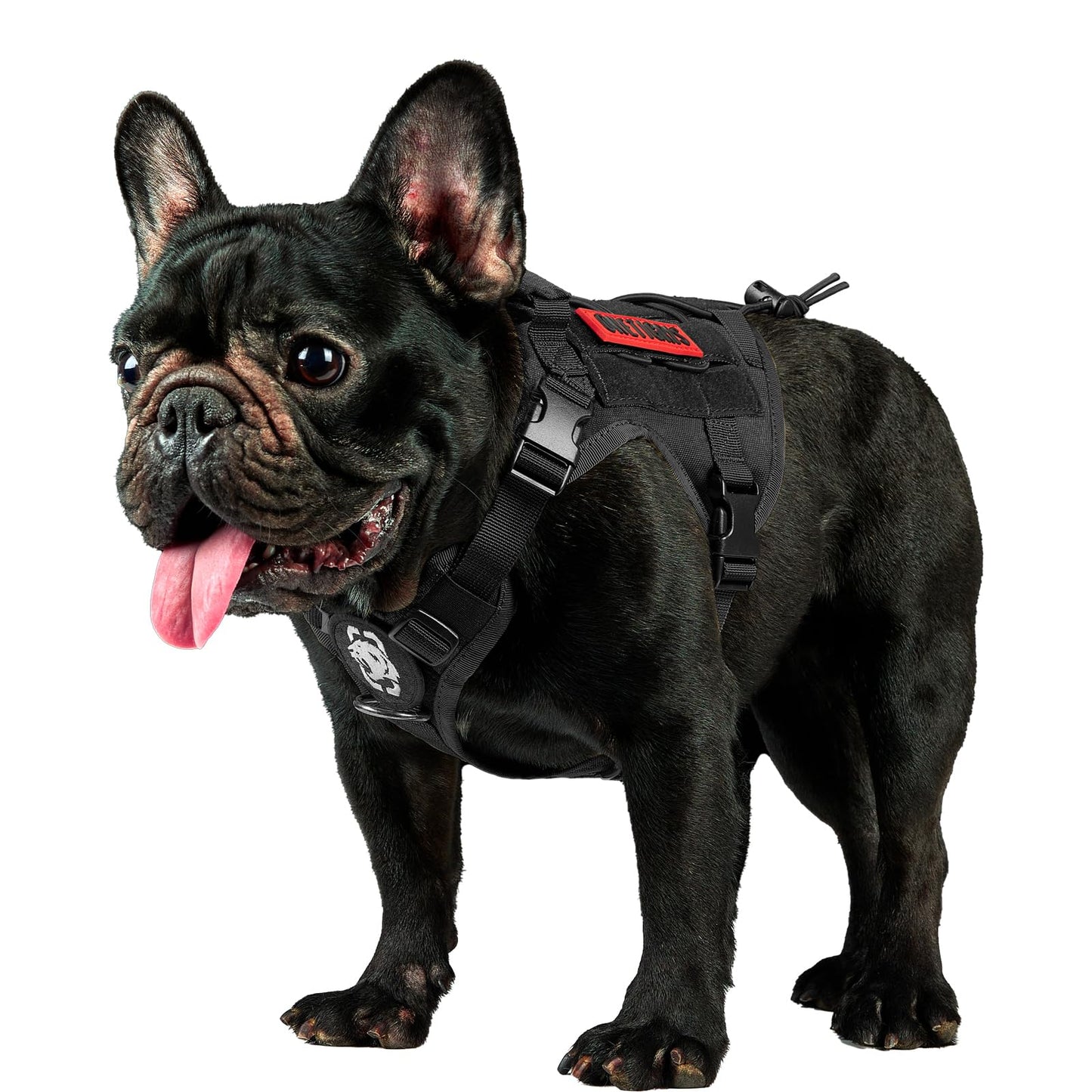 OneTigris Tactical Dog Harness - Fire Watcher Comfortable Patrol Vest (Black, Medium)
