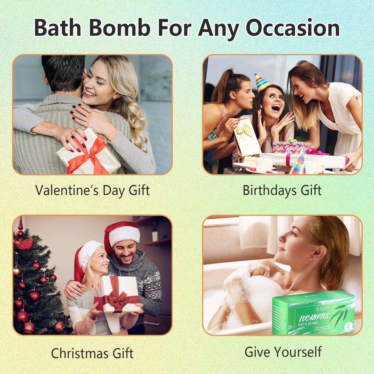 KASTU Bath Bombs Salt Balls,12 PCS Gift Set,Vanilla Menthol Rose Extract Essential Oils,Moisturizing Dry Skin,Fizzy Spa,Relaxing,Bubble Bath Bomb for Gifts Idea for Men Women