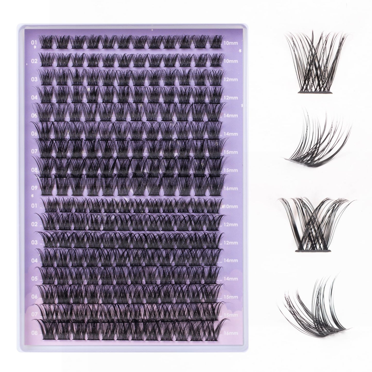 Lash Extension Kit 72 Cluster Individual Lashes Natural with Lash Bond and Seal Super Hold Eyelash Tweezers Lash Glue Remover Easy to Remove Lash Clusters Kit DIY at Home 10-16mm C/D Curl - OP01