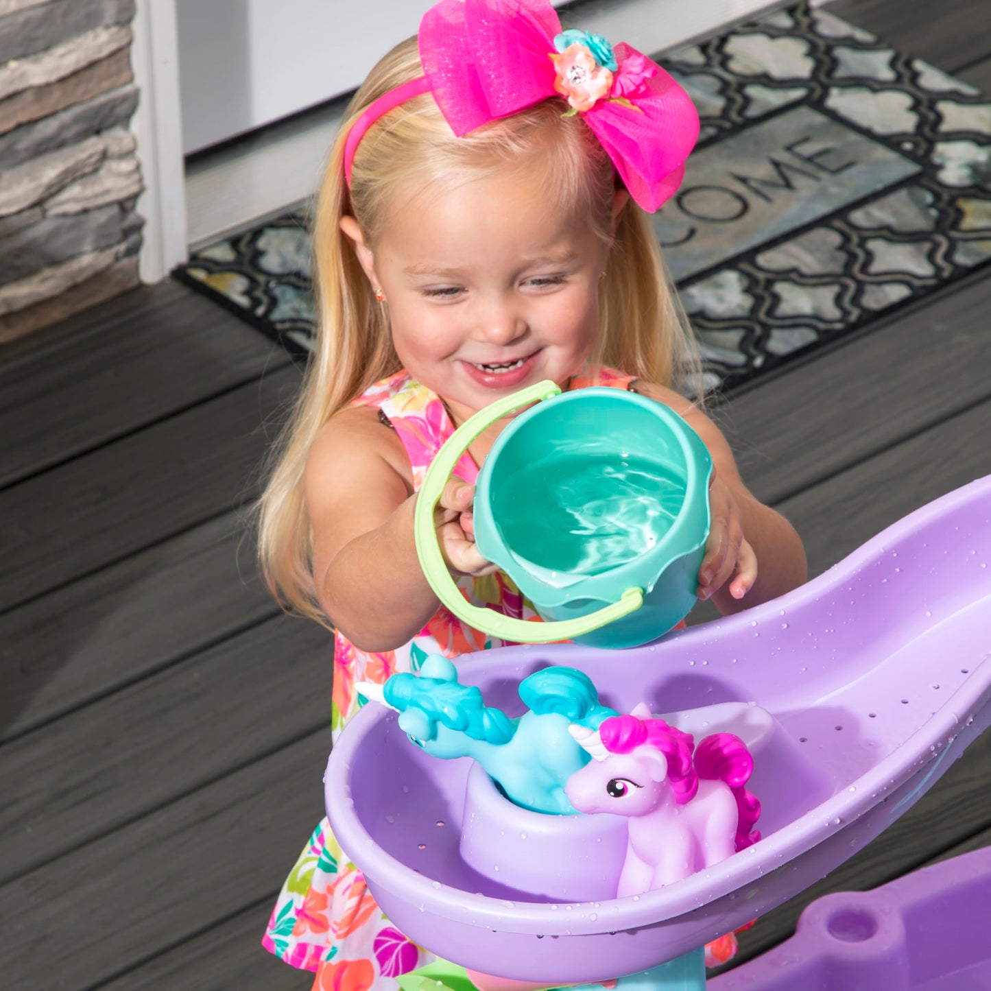 Step2 Rain Showers Splash Pond Toddler Water Table, Kids Water and Sand Activity Sensory Playset, Summer Outdoor Toys, 13 Piece Toy Accessories, For Toddles 1.5+ Years Old
