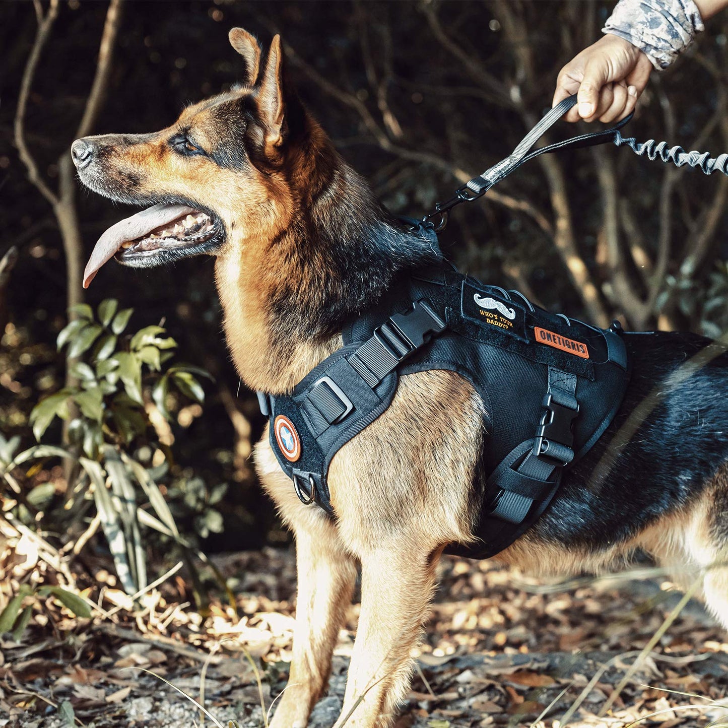 OneTigris Tactical Dog Harness - Fire Watcher Comfortable Patrol Vest (Black, Medium)