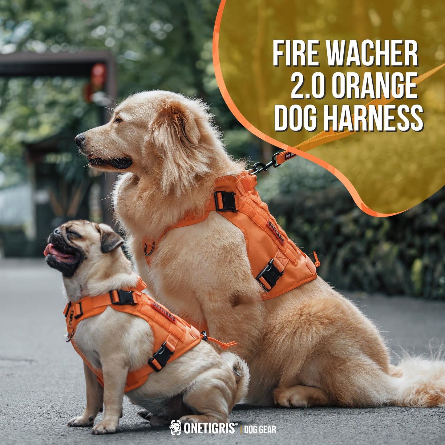 OneTigris Tactical Dog Harness - Fire Watcher Comfortable Patrol Vest (Black, Medium)