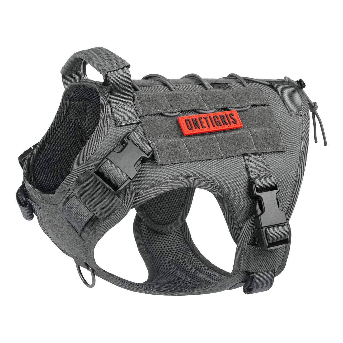 OneTigris Tactical Dog Harness - Fire Watcher Comfortable Patrol Vest (Black, Medium)
