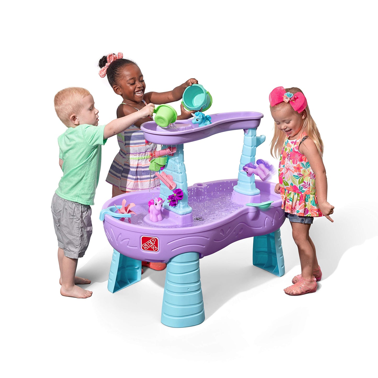 Step2 Rain Showers Splash Pond Toddler Water Table, Kids Water and Sand Activity Sensory Playset, Summer Outdoor Toys, 13 Piece Toy Accessories, For Toddles 1.5+ Years Old