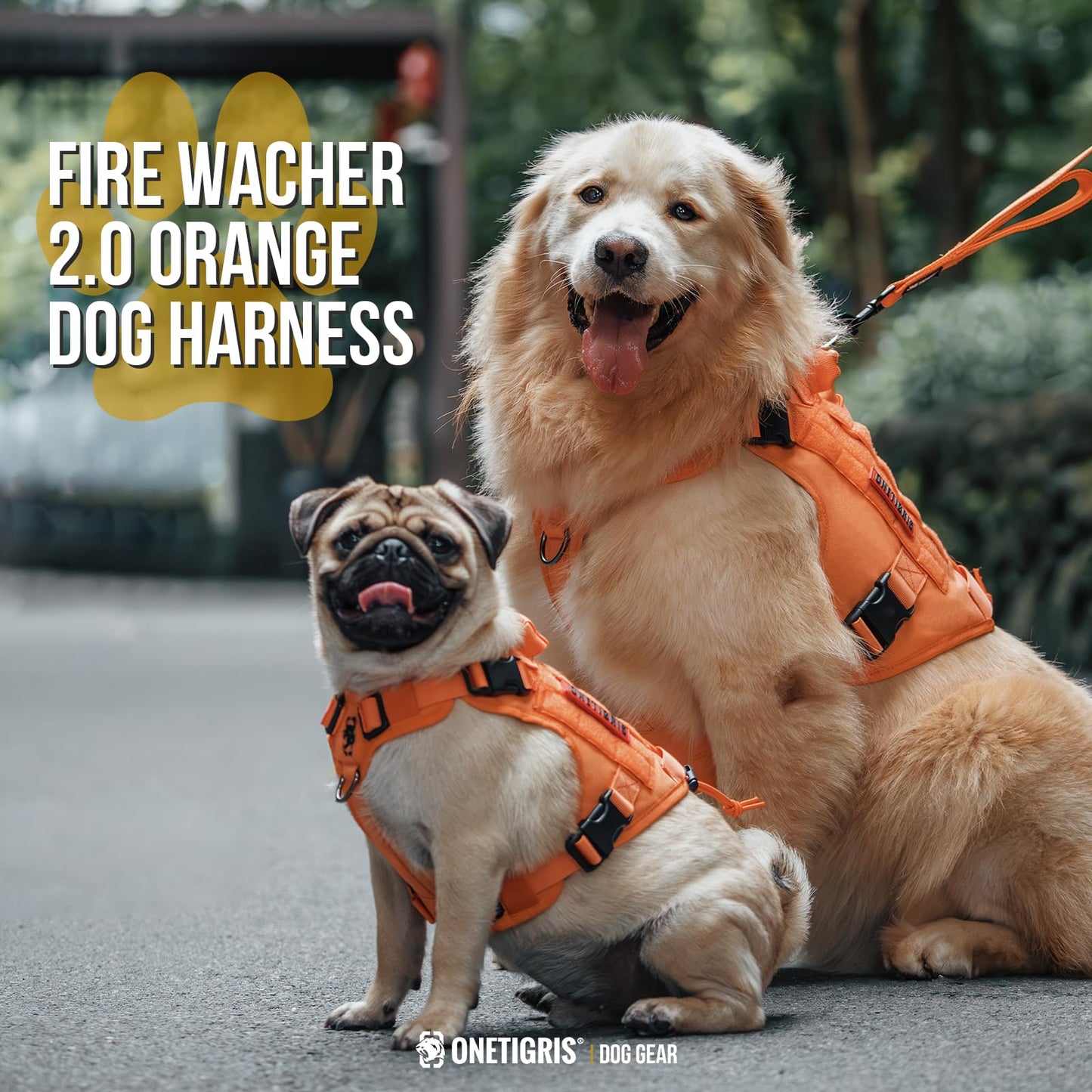 OneTigris Tactical Dog Harness - Fire Watcher Comfortable Patrol Vest (Black, Medium)