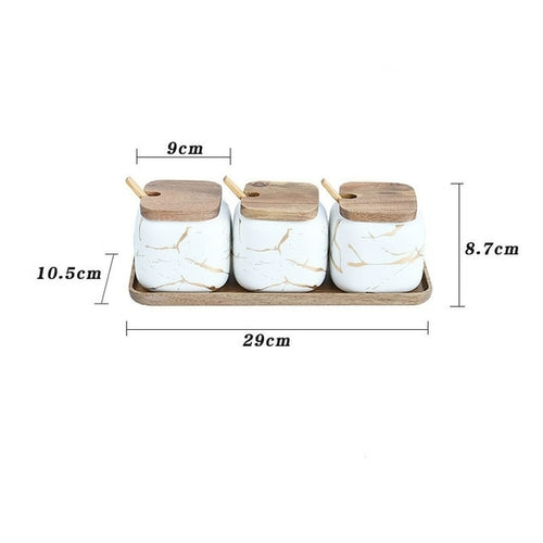 Marble Pattern Ceramic Spice Jars