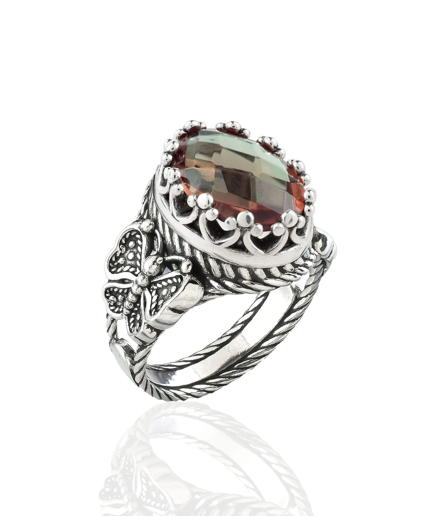 Alexandrite Gemstone Filigree Art Double Butterfly Detailed Women