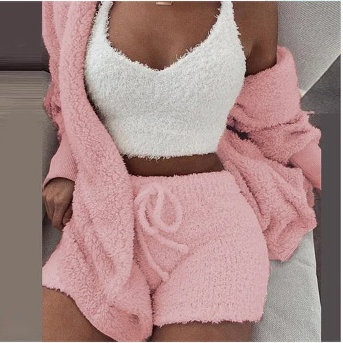 Fluffy Lounge Three Piece Set For Women