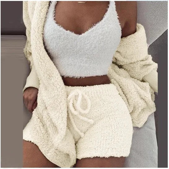 Fluffy Lounge Three Piece Set For Women