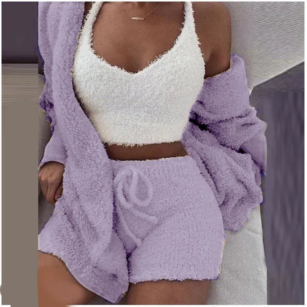 Fluffy Lounge Three Piece Set For Women