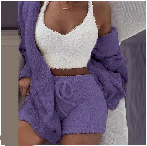 Fluffy Lounge Three Piece Set For Women