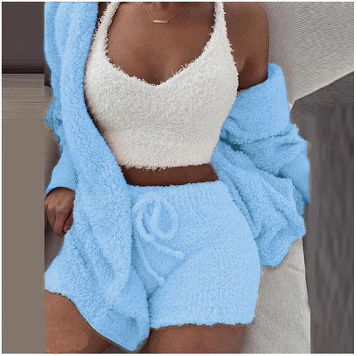 Fluffy Lounge Three Piece Set For Women