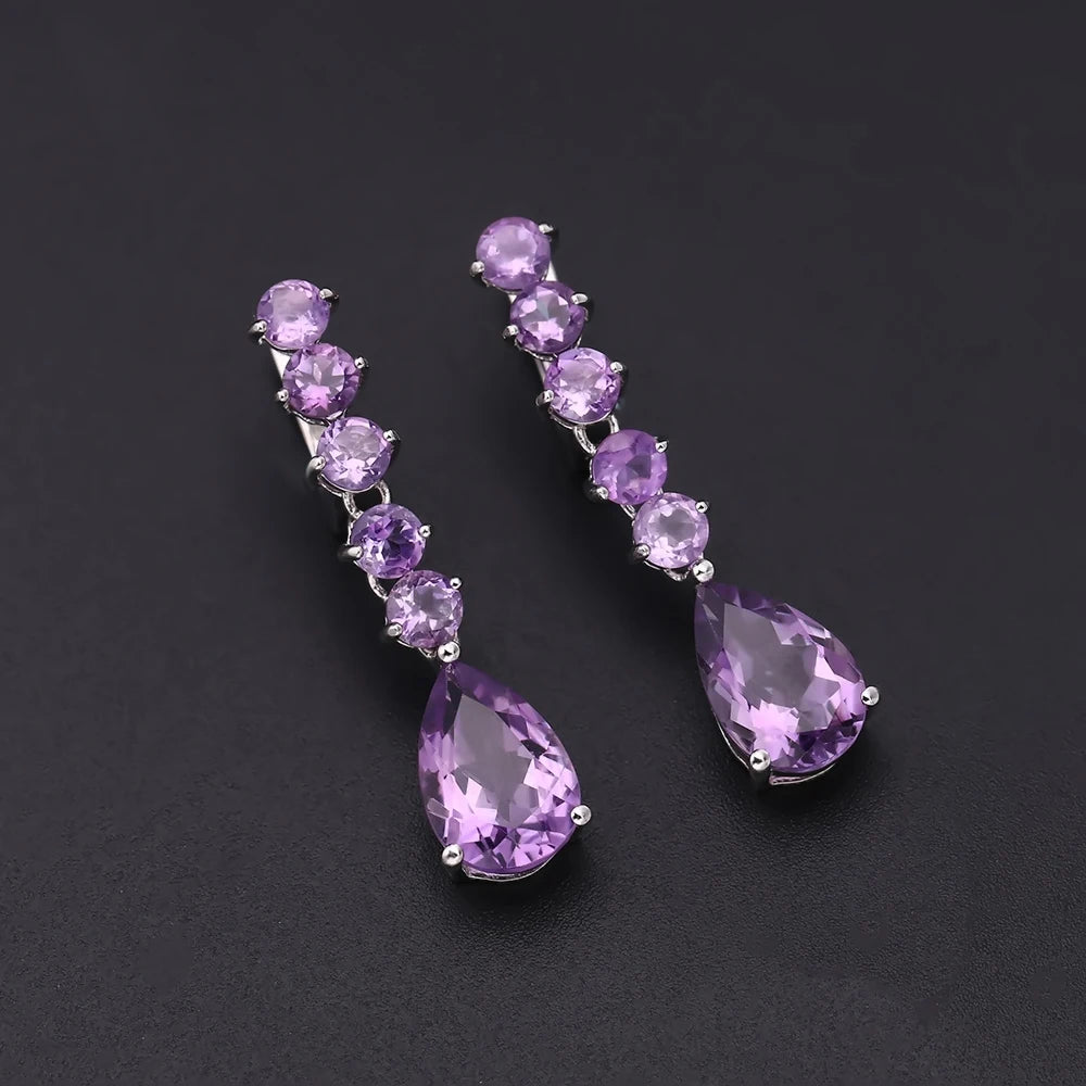 Gem's Ballet 8.91Ct 925 Sterling Silver Gemstone Drop Earrings Natural