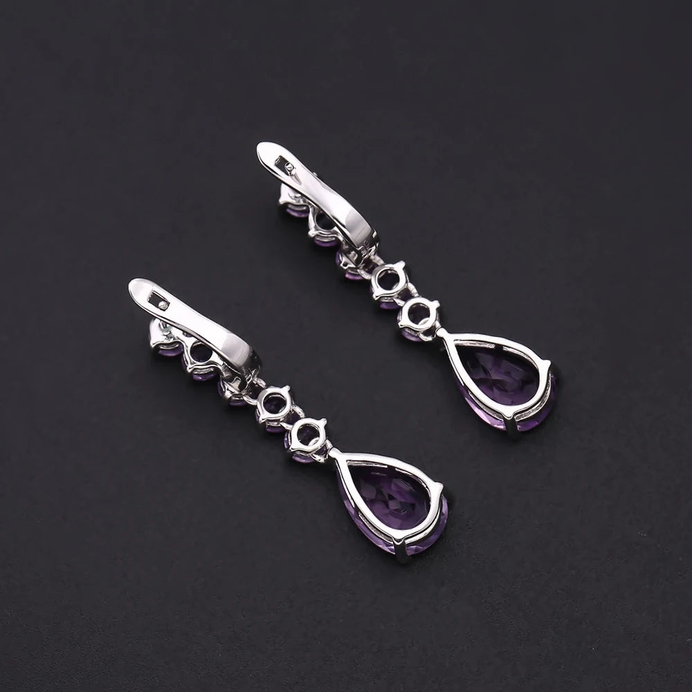 Gem's Ballet 8.91Ct 925 Sterling Silver Gemstone Drop Earrings Natural