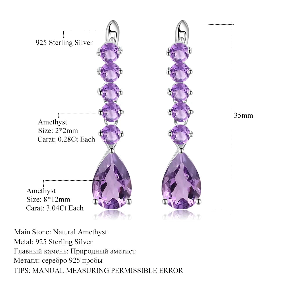 Gem's Ballet 8.91Ct 925 Sterling Silver Gemstone Drop Earrings Natural