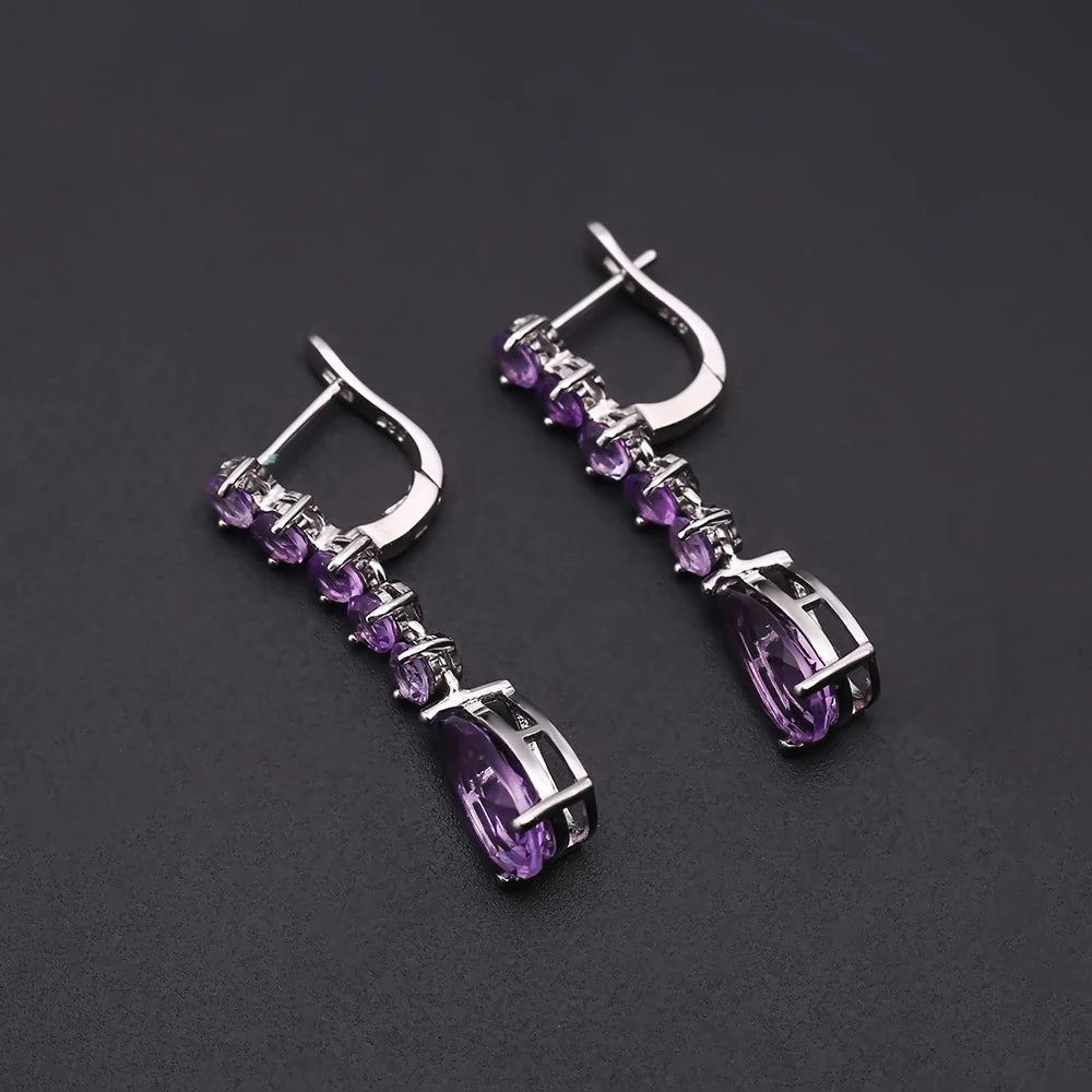 Gem's Ballet 8.91Ct 925 Sterling Silver Gemstone Drop Earrings Natural