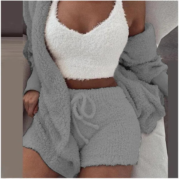 Fluffy Lounge Three Piece Set For Women